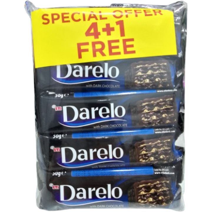 ETI DARELO CHOCO DARK 50G 4+1FREE