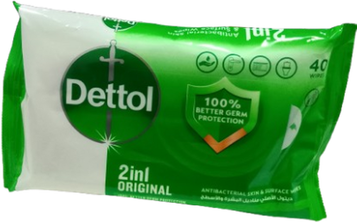 DETTOL WIPES 2IN1 ORIGINAL *40PCS