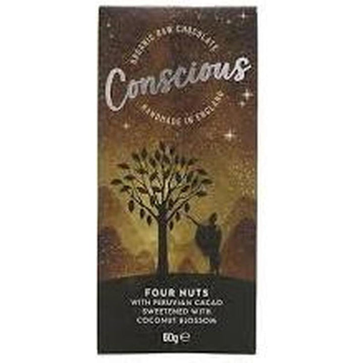 CONSCIOUS ORGANIC RAW CHOCOLATE 60G FOUR NUTS