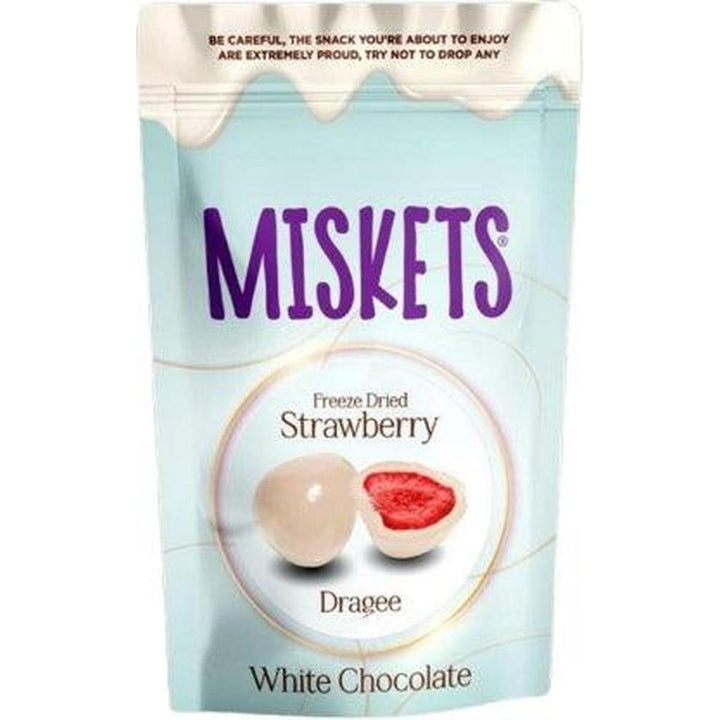 MISKETS STRAWBERRY WHITE CHOCOLATE COVERED 80G