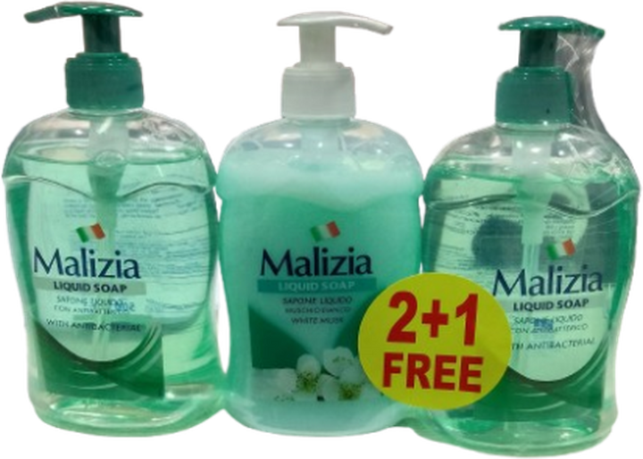 MALIZIA HAND WASH LIQUID 500ML*2 ANTIBACTERIAL +1 WHITE MUSK