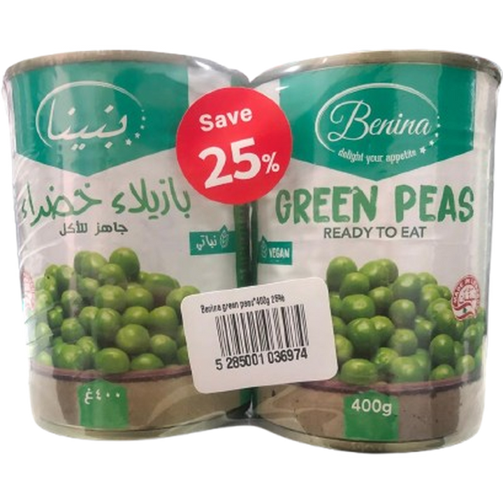 BENINA GREEN PEAS 400*2 @ 25% OFF
