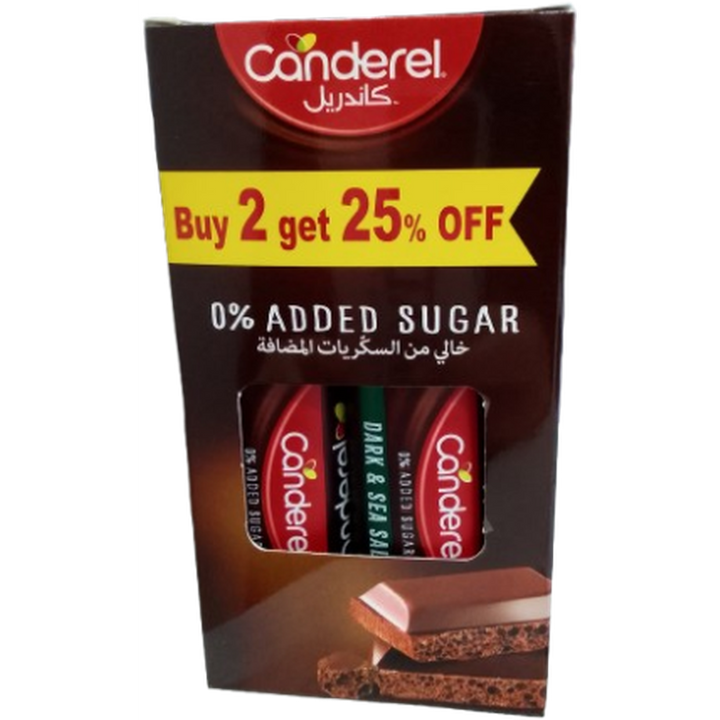 CANDEREL DARK CHOCO 30G *2 SEA SALT 0% SUGAR @ 25% OFF