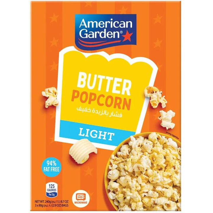 AMERICAN GARDEN BUTTER POPCORN LIGHT 240G