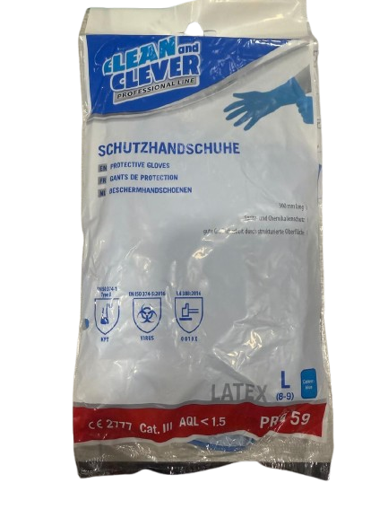 Clean & Clever Latex Gloves Blue Large
