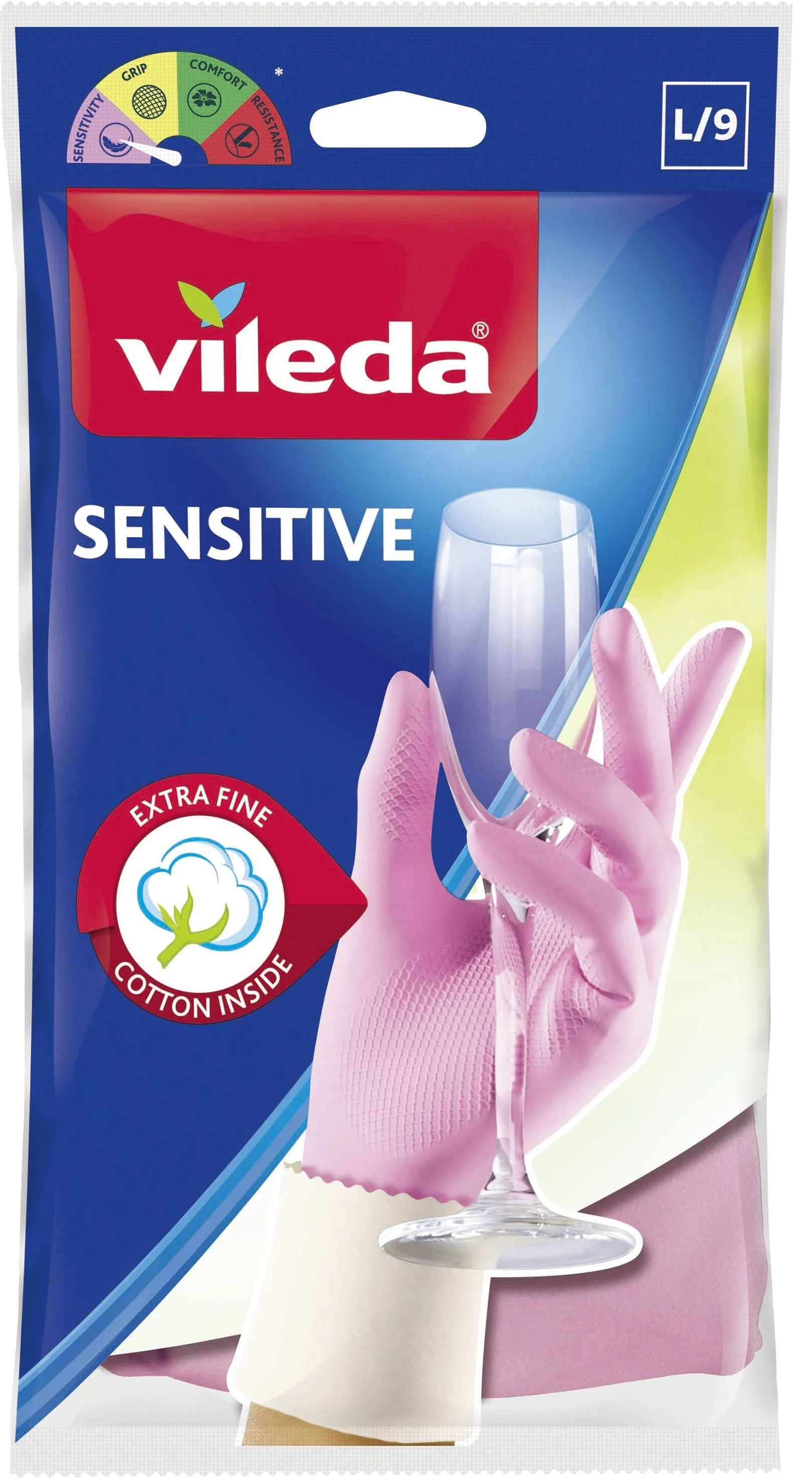 Vileda Rubber Gloves Sensitive Large 9