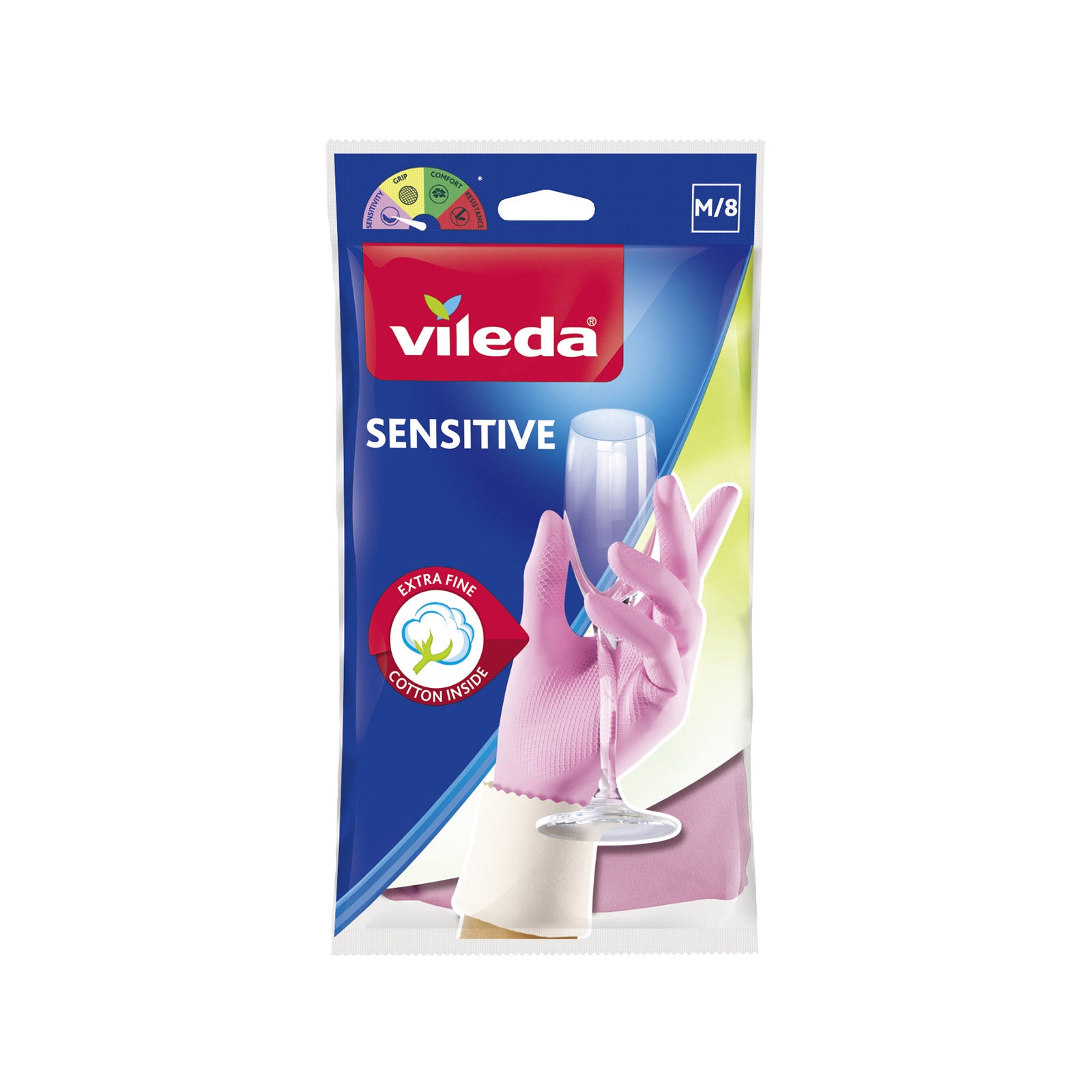 Vileda Rubber Gloves Sensitive Medium 8