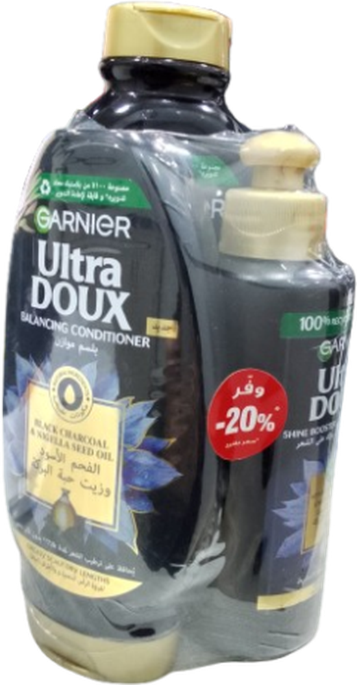 ULTRA DOUX SHAMPOO 400ML+CONDITIONER + NOURISHING @20% CHARCOAL&NIGELLA