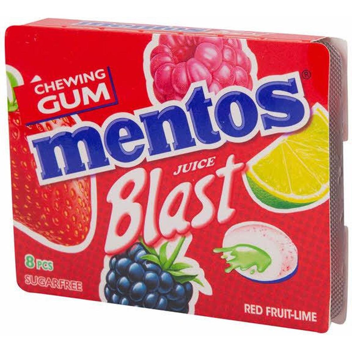 MENTOS CHEWING GUM JUICE BLAST 14G RED FRUIT-LIME