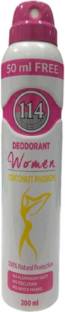114 DEODORANT WOMEN 200ML COCONUT PASSION