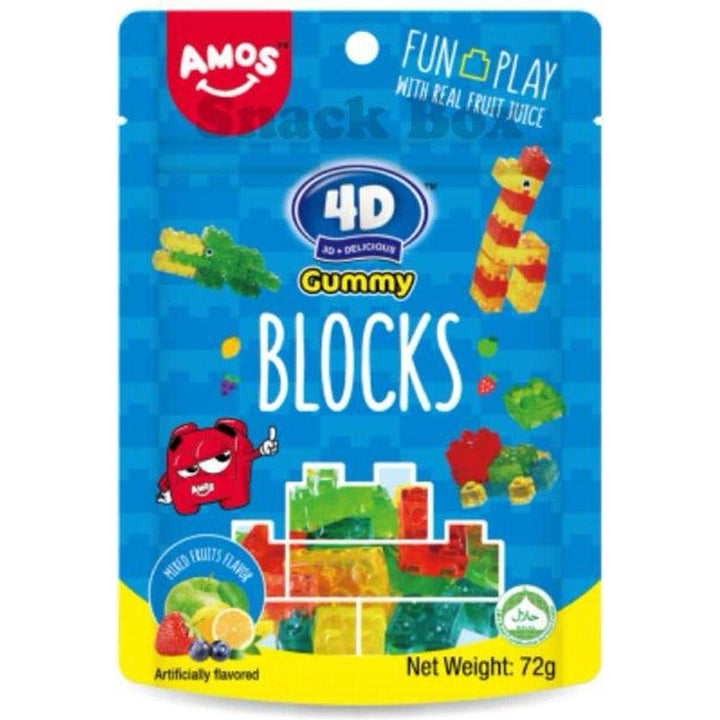 AMOS 4D GUMMY BLOCKS 72G MIXED FRUITS