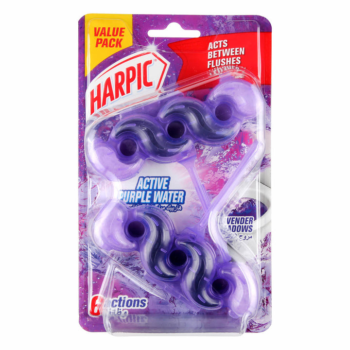Harpic Active Purple Water Toilet Rim Block Lavender Meadow 35g 2+1 Free