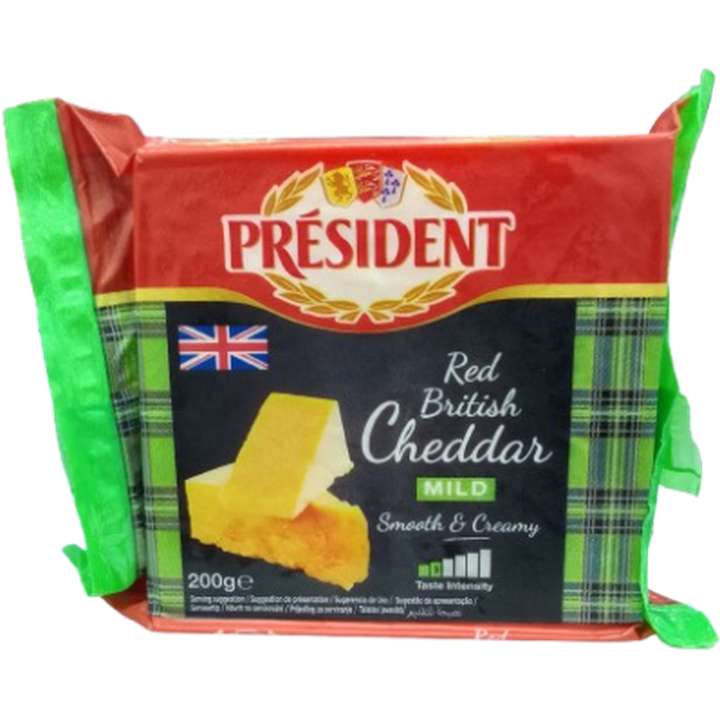 PRESIDENT CHEESE 200G RED BRITISH CHEDDAR MILD