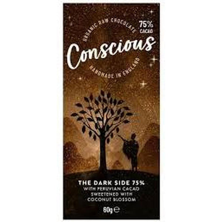 CONSCIOUS ORGANIC RAW CHOCOLATE 60G THE DARK SIDE 75%
