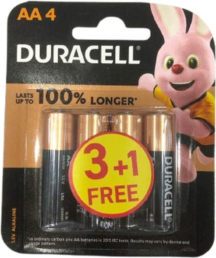 DURACELL BATTERIES AA 3+1 FREE