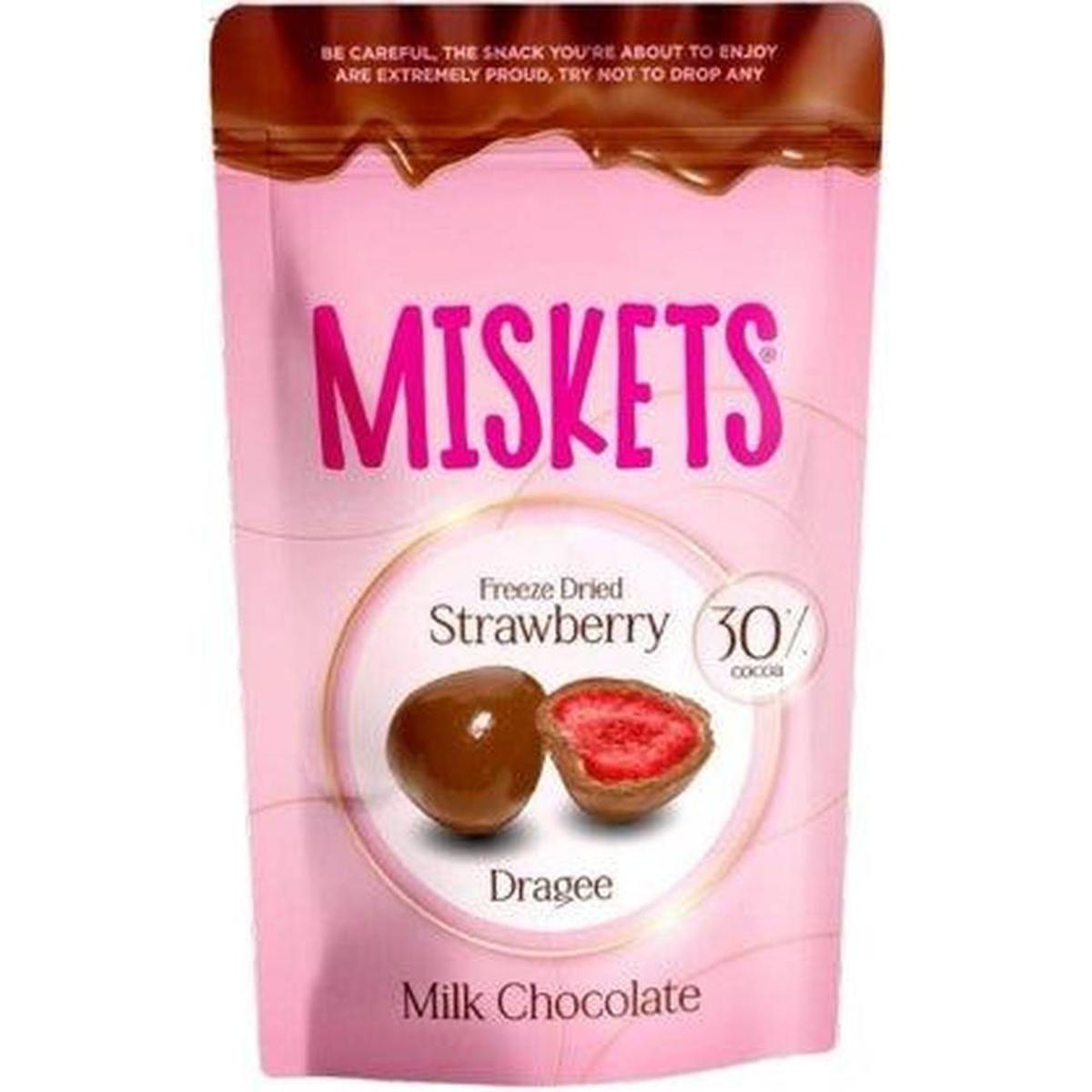 MISKETS STRAWBERRY MILK CHOCOLATE COVERED 80G
