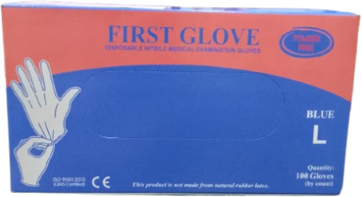 NIRILE FIRST MEDICAL EXAMINATION GLOVES *100 LARGE BLUE