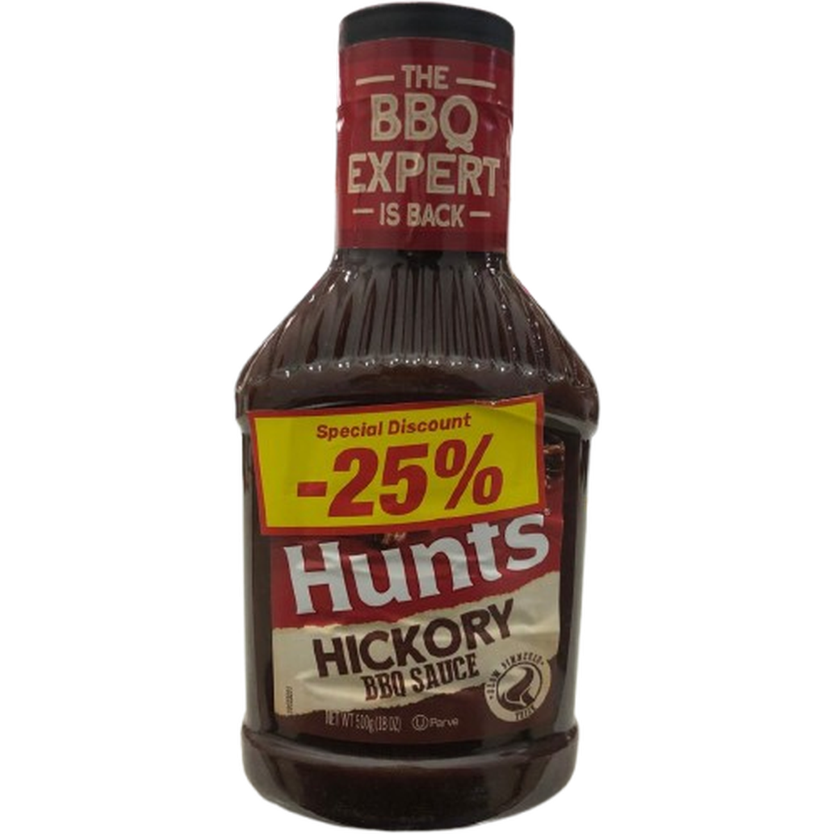 HUNTS HICKORY BBQ SAUCE 510G @ 25% OFF