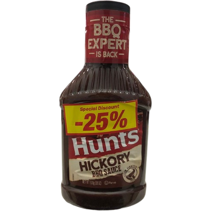 HUNTS HICKORY BBQ SAUCE 510G @ 25% OFF