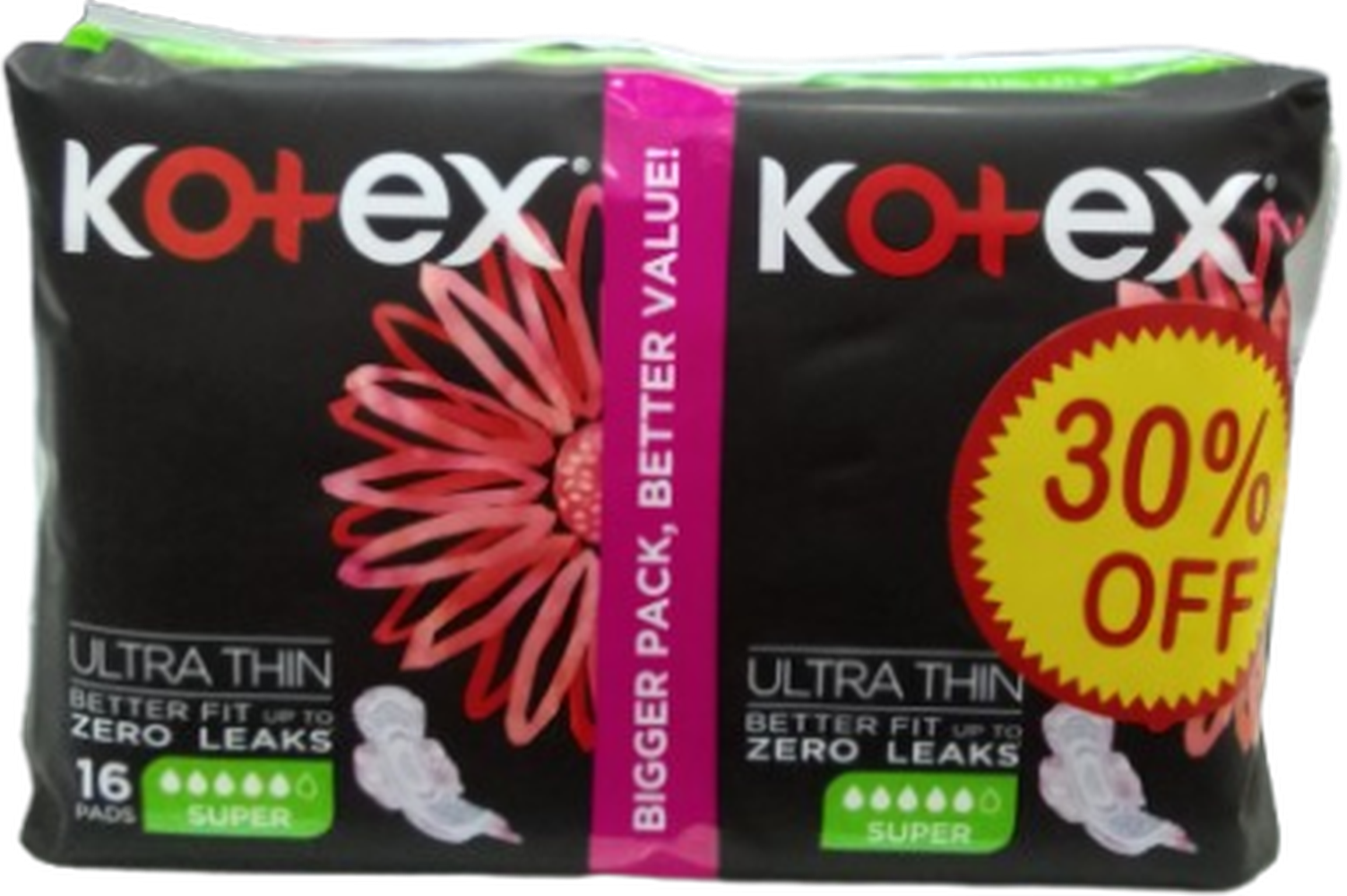 KOTEX FEMININE PADS SUPER ULTRA THIN *16 @ 30% OFF