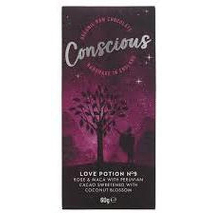 CONSCIOUS ORGANIC RAW CHOCOLATE 60G LOVE POTION N9