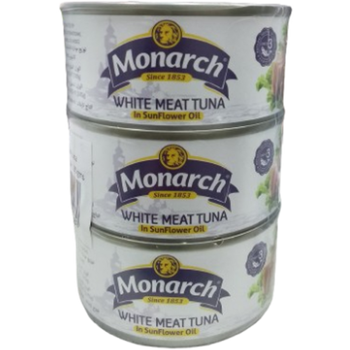 MONARCH WHITE TUNA IN SUNFLOWER OIL 185G*3