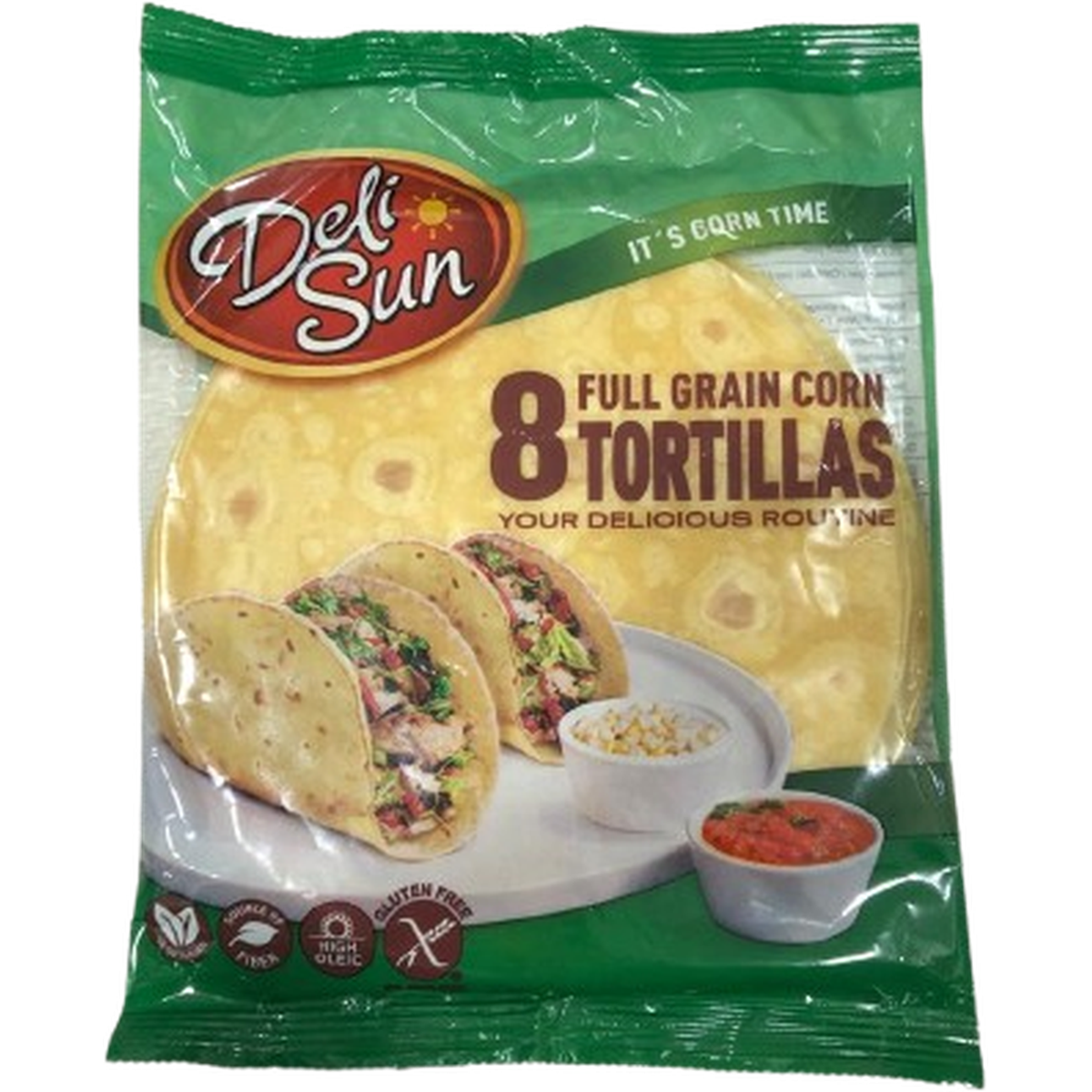 DELISUN FULL GRAIN CORN TORTILLAS 208G