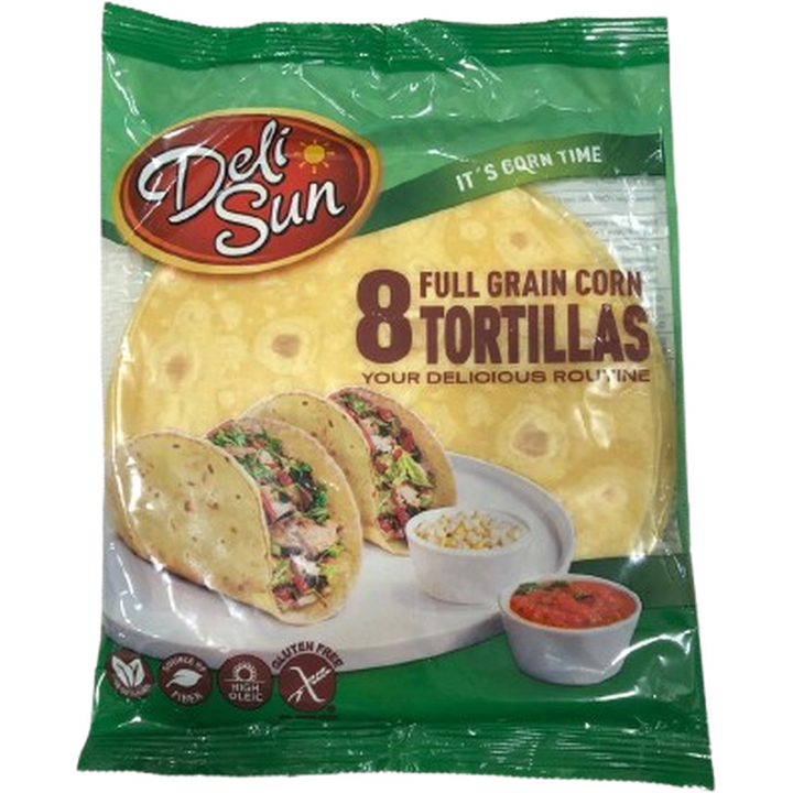 DELISUN FULL GRAIN CORN TORTILLAS 208G