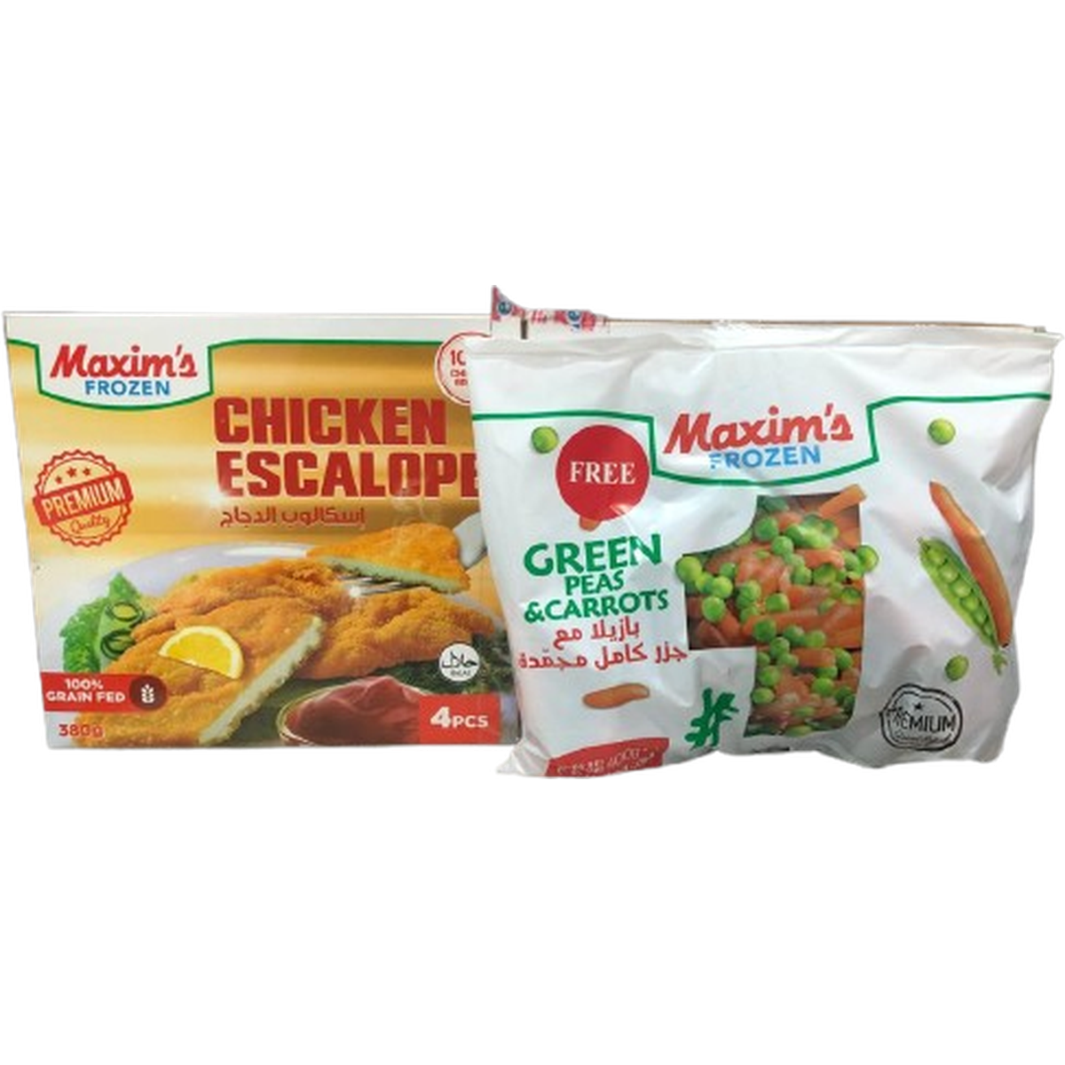 MAXIM'S CHICKEN ESCALOPE 380G*2 +PEAS & CARROTS 400G FREE