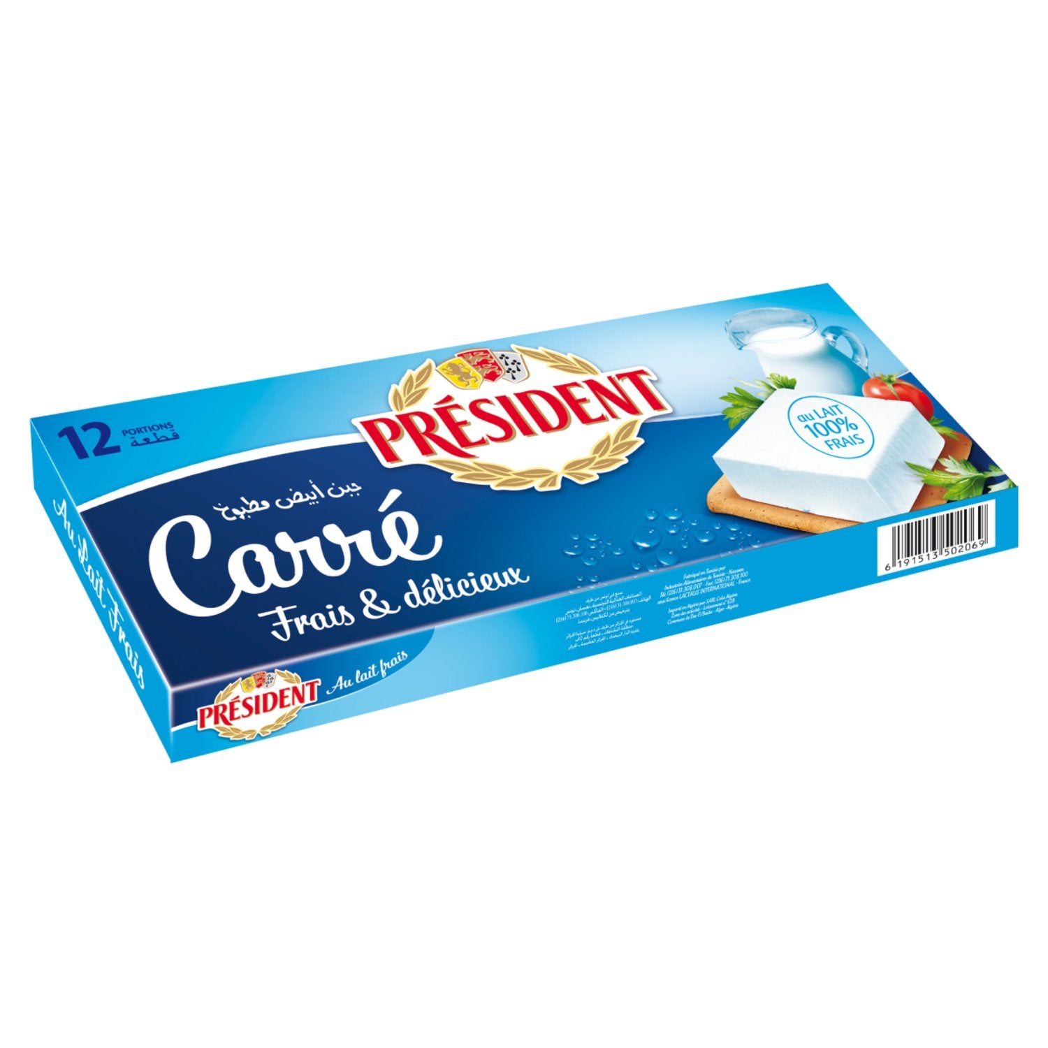 PRESIDENT CHEESE SQUARE 12P 168G